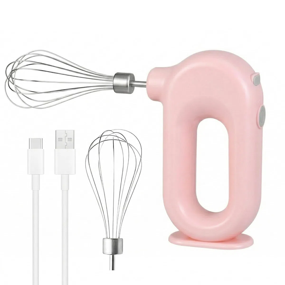 Sbattitore elettrico manuale wireless: mini sbattitore manuale con 4 livelli e 2 fruste, sbattitore elettrico ricaricabile tramite USB, frusta per uova per cottura al forno, crema, torte, budini e