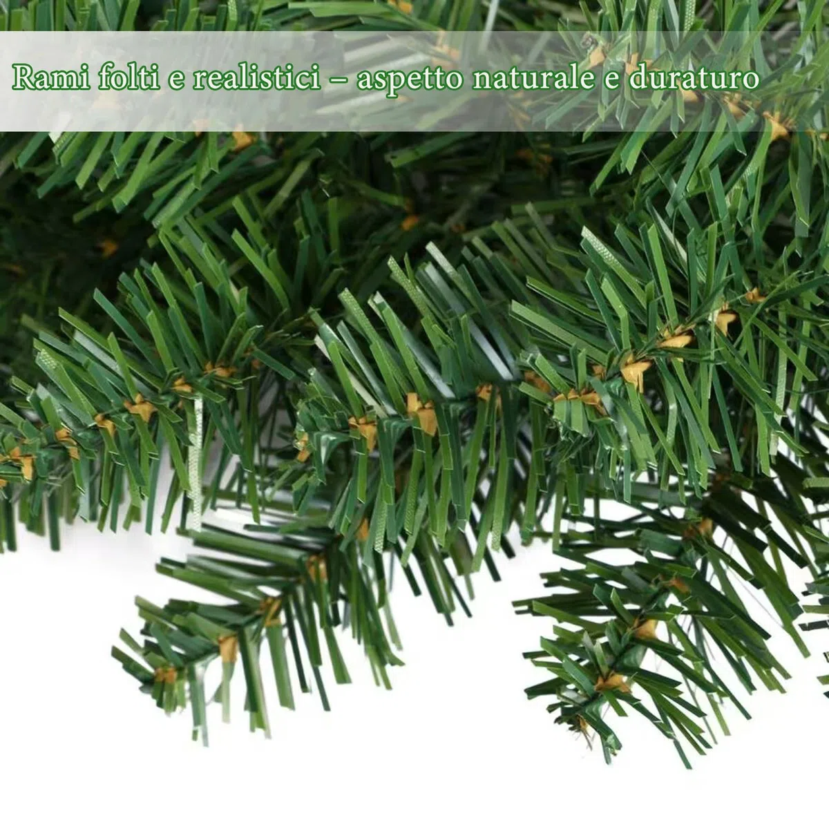 LEIVESTE-Ghirlanda Natalizia 270 cm con 220 Rami Verde Abete, Festone Natalizio per Porta, Camino, Scala,Decorazione di Natale per Interno ed Esterno (270 CM)