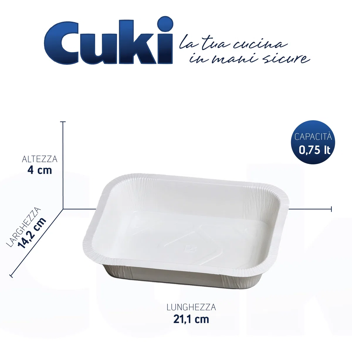 Cuki Vaschette in cartoncino forno tradizionale e a microonde - 2/3 porz - rettangolari [RC63] - 18 vaschette (Multipack)