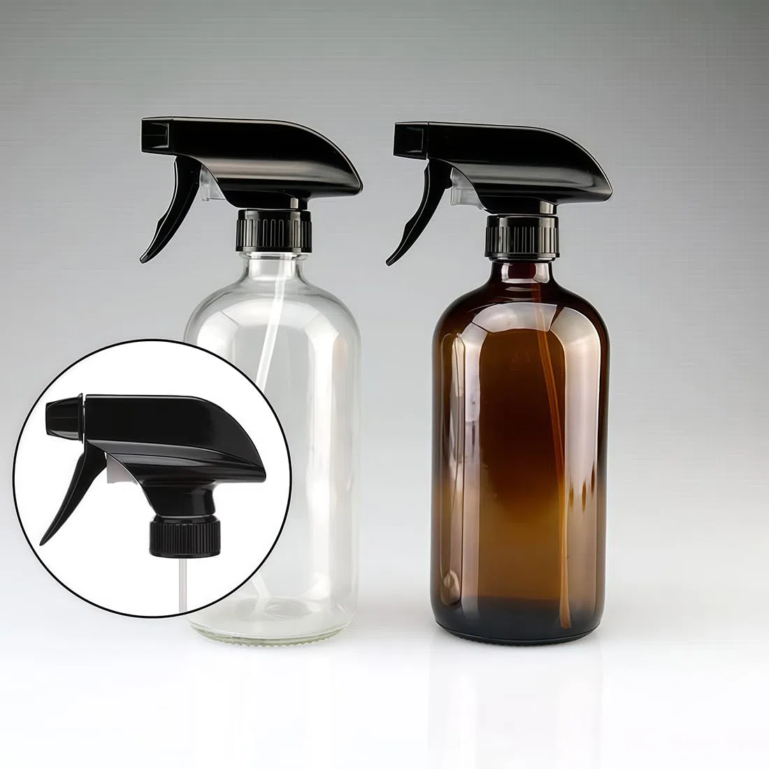 6 ugelli di ricambio per bottiglie a spruzzo in plastica resistente per nebulizzazione spray testa standard Boston rotonda ugello per la pulizia dell'irrigazione, Nero , M