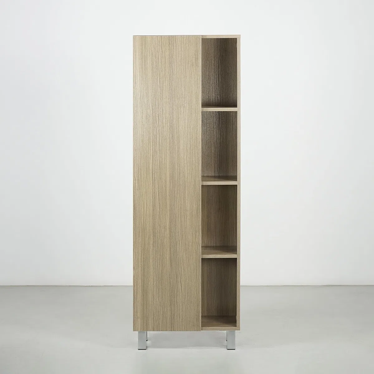 Brigros WeHome - Mobile Colonna 50x140x24 cm, 1 Anta e 4 Vani in Legno, Mobiletto da Assemblare- Bagno