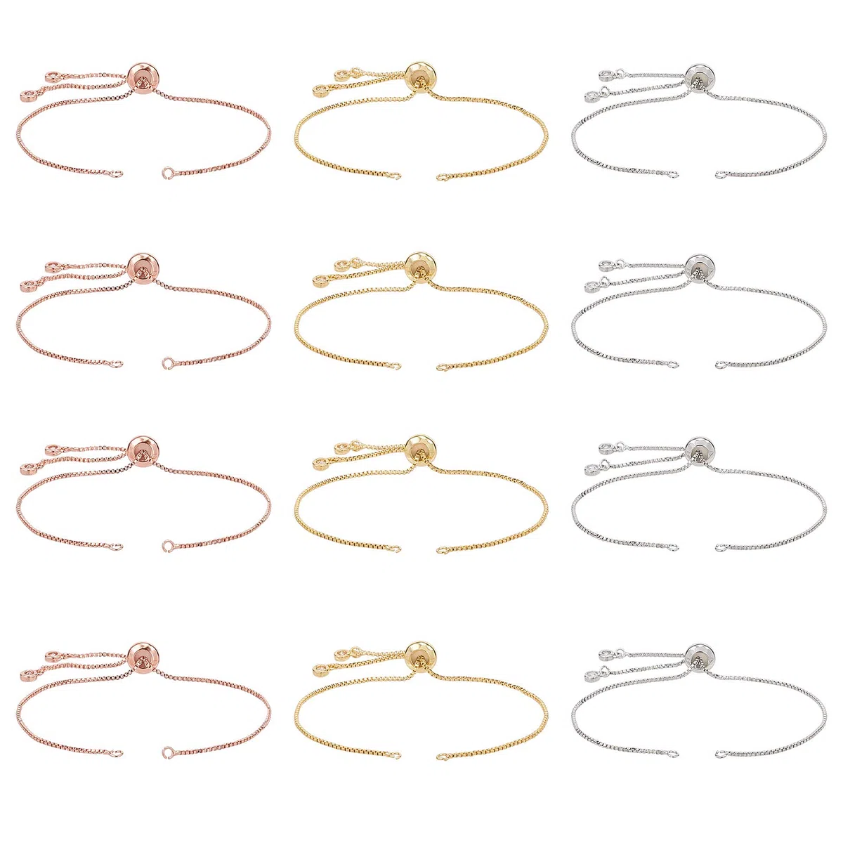NBEADS 12pz braccialetti a scorrimento regolabile per realizzare ciondoli con strass, catenine estensioni per gioielli fai da te, 24cm