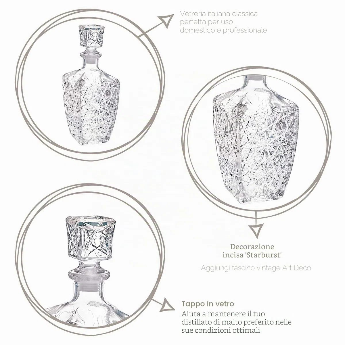 Bormioli Rocco Dedalo Decanter con Tappo, Vetro, Trasparente