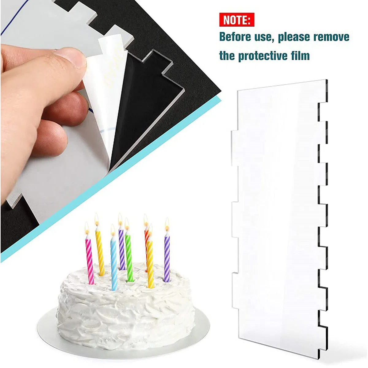 6 stili Acrilico Trasparente Raschietto per Torta Liscia ,Scraper per Lisciare, Raschietto per Torte per Decorazioni Dolci Raschietto,per DIY Torte mousse Confine,Utensili per Dolci Raschietto,24x10cm