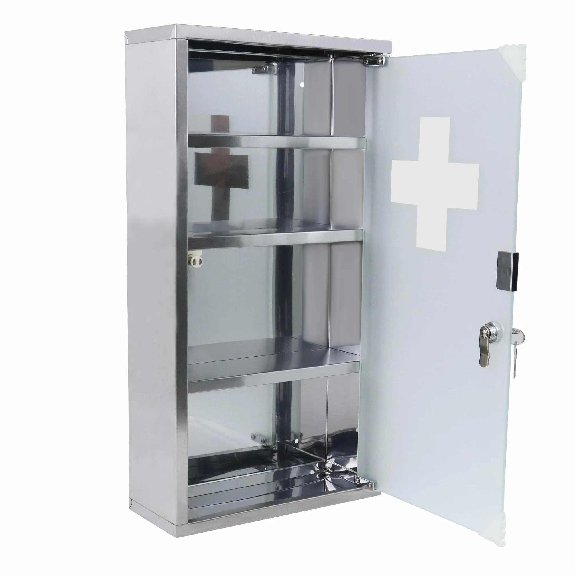 Armadio per medicinali in acciaio inox, armadietto per medicinali con 4 scomparti, armadietto per farmaci, 30 x 12 x 57,5 cm
