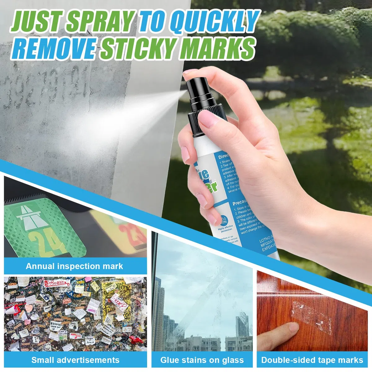 Allony Rimuovi Colla Adesivi, Rimuovi Colla, Spray Rimuovi Etichette, Rimuove in Modo Rapido e Adesivi, Etichette Adesive di Carta, Pellicole e Qualsiasi Residuo di colla Adesiva -120ml con Raschietto
