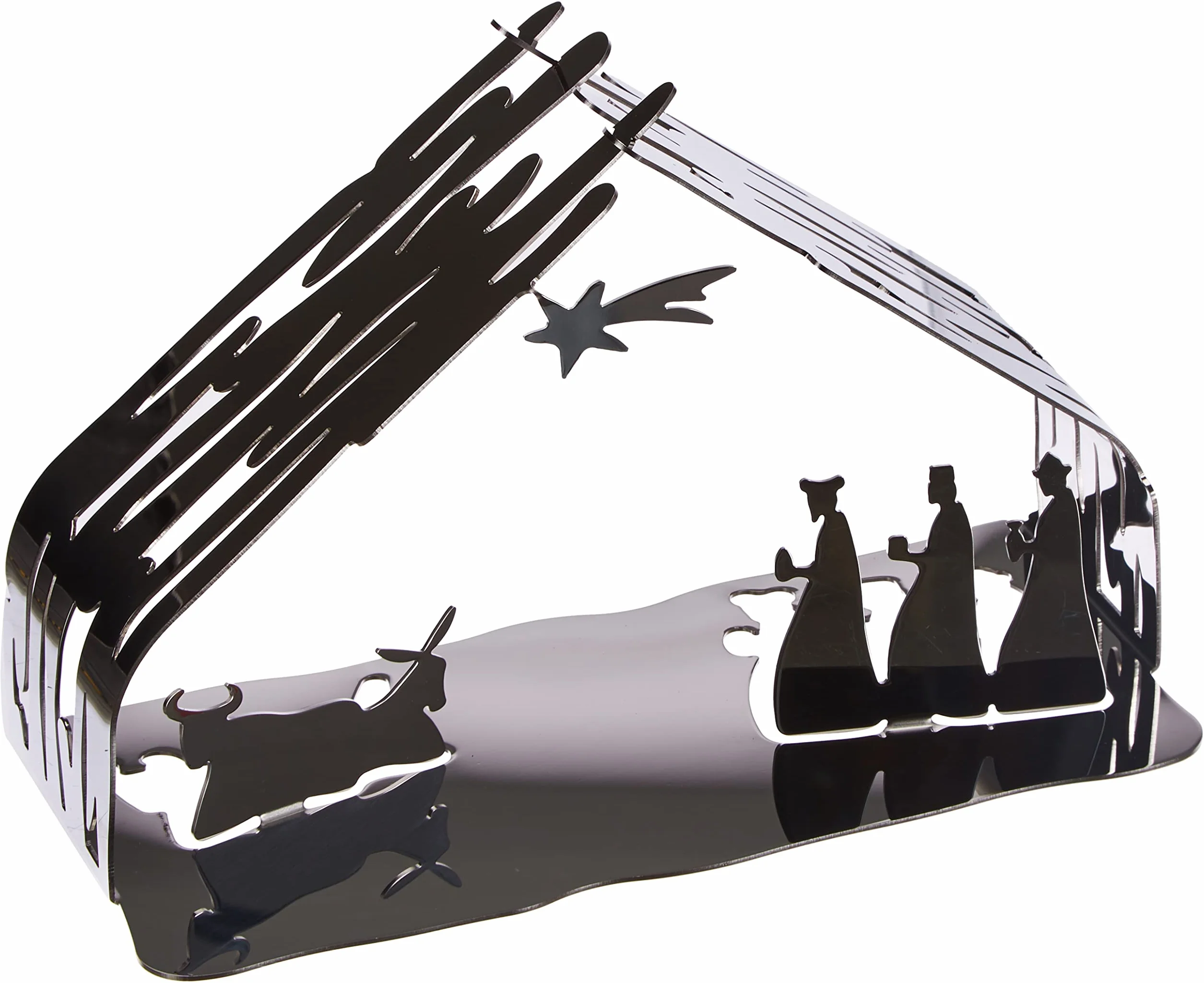 Alessi Bark Crib BM09 - Presepe di Design in Acciaio Inossidabile con Particolari Dorati, Lucido