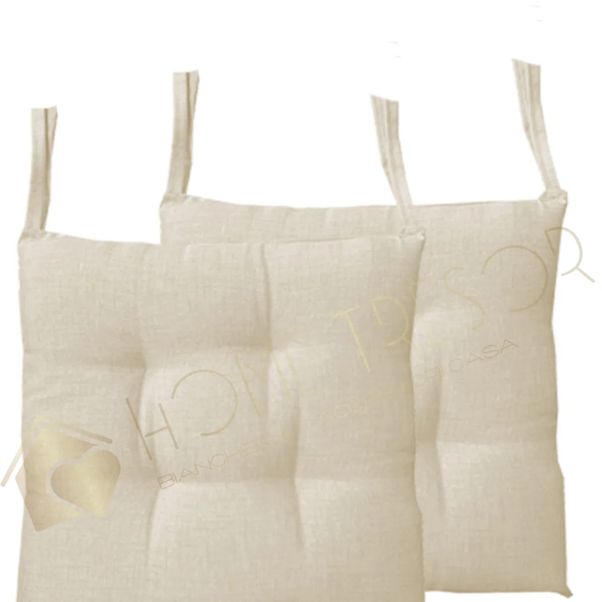 Home Tresor - Coprisedie Cuscini Sedie Cucina Set da 2 | Cuscini Sedia da Giardino, Sala Pranzo 2 Pezzi per Interni ed Esterni Morbida Imbottitura Confortevole 6 Cm. (Panna)