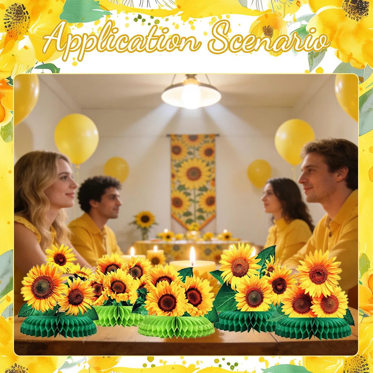 8 Pezzi Centro Tavola A Nido D’Ape A Tema Girasole Decorazioni per Feste Accessori Girasole Decorativi Addobbi per Tavolo Festa Girasole