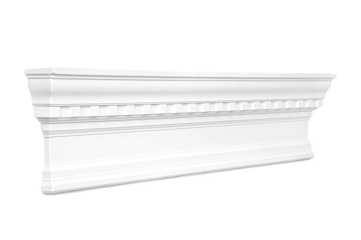 coronamento | poliuretano resistente agli urti | adatto per porte e armadi | timpano decorativo | frontone | bianco | PU | Hexim Perfect | 250 x 1240 mm | D2531