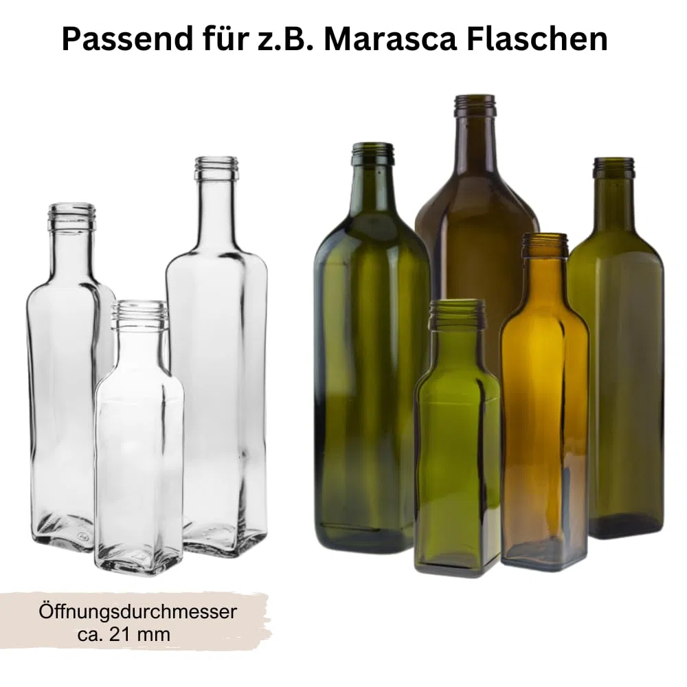 mikken 10 versatori per bottiglie di olio Versatore per bottiglie di aceto e olio con tappo a vite adatto per PP 31.5 filettato