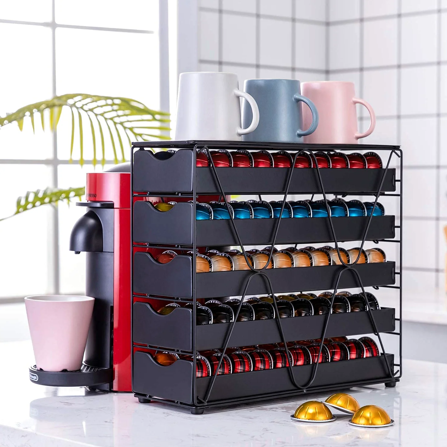 Bagoo, Porta Cialde per Nespresso Vertuoline, Cassetto Multi strato per Capsule Vertuo, 5 livelli