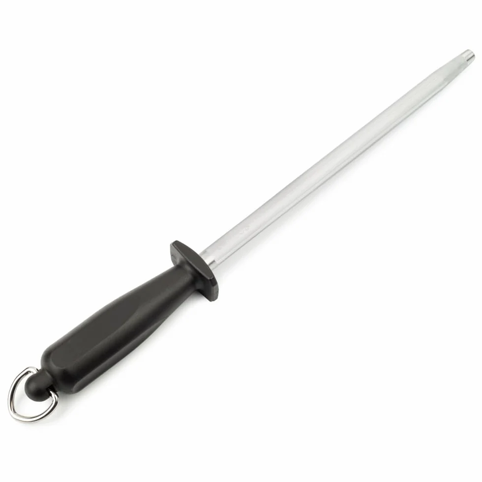 ARCOS Afilatore in Acciaio Nitrum e Lama 250 mm – Corpo in Acciaio al Carbonio Rivestito in Cromo, Manico in Polipropilene, Forme Leggere e Morbide – Nero, Serie Chaira
