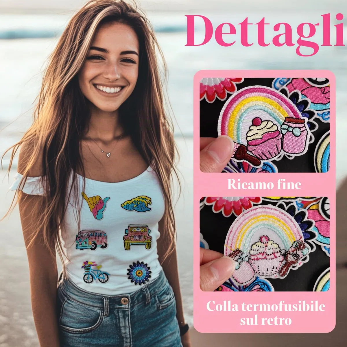 Axen, Confezione da 60 toppe termoadesive ricamate, motivo casuale, assortite, decorative, da applicare con il ferro o da cucire, per accessori fai da te, giacche, cappelli, zaini, jeans