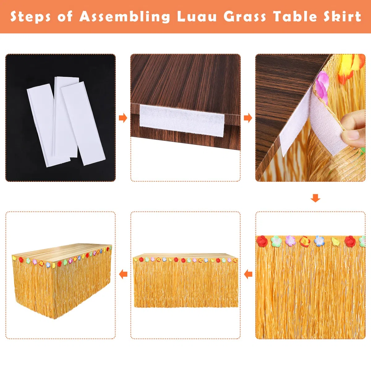 Gonne da tavola Hawaii Luau Lotto di 2 gonne da tavola hawaiane naturali 2,7 x 75,1 cm per decorazioni di feste hawaiane tropicali, giallo paglia