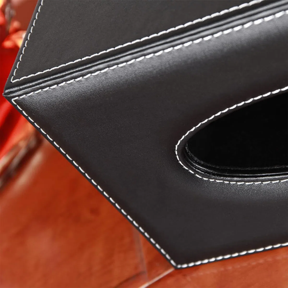 Porta fazzoletti in Pelle,Rettangolare Porta Fazzoletti,Scatola Fazzoletti Moderne,Boden verstärkt mit Magneten,passend für Haus,Hotel, Restaurant,Büro,Auto,Nera
