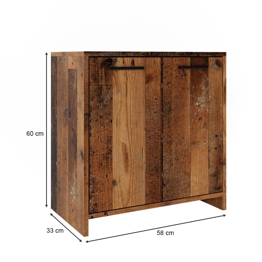 Vicco Mobile sottolavabo per bagno Kiko, Rovere rustico, 58 x 60 cm, con ritaglio per sifone e spazio di stoccaggio per l’organizzazione del bagno