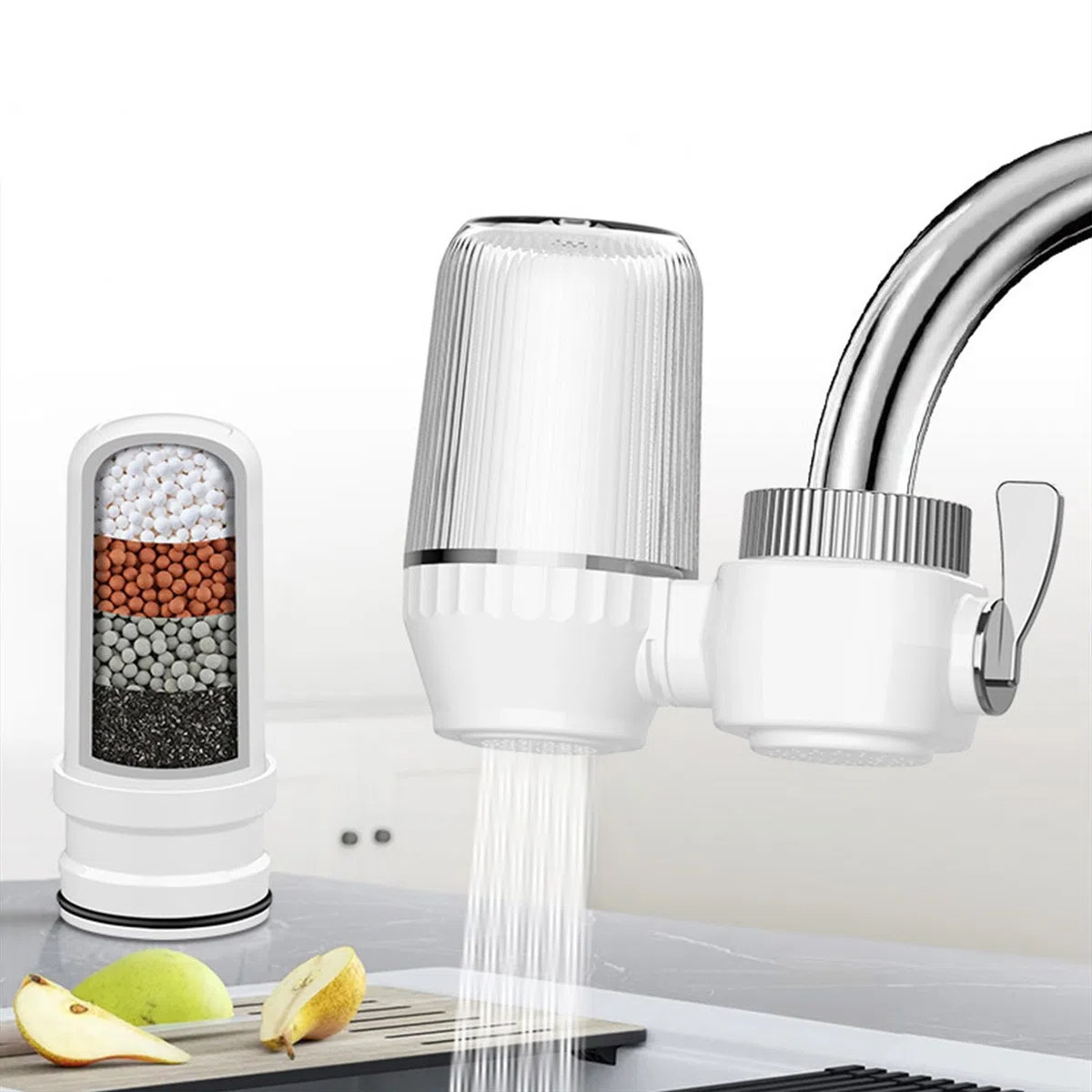 Depuratore Acqua Rubinetto, Filtro, Microfiltrazione Avanzata, Depuratore acqua rubinetto della cucina（2 Filtri Incluso)