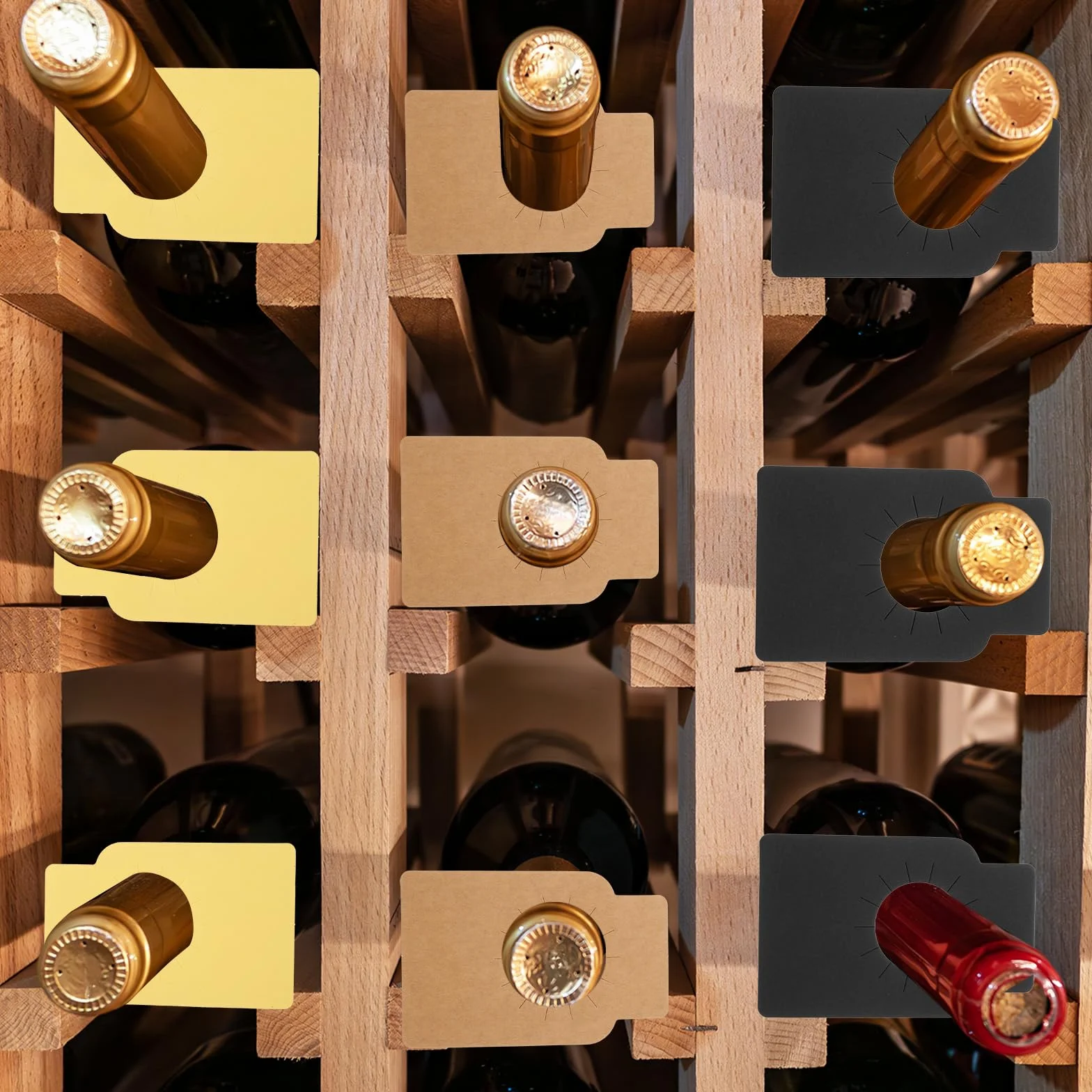 QUARKZMAN 100Pz Etichette Bottiglia Vino, Etichette Appese al Collo Bottiglia per Conservazione Cantina, Etichette Appese per Nome, Anno, Note di Degustazione (2.2x3.5, Rosso)