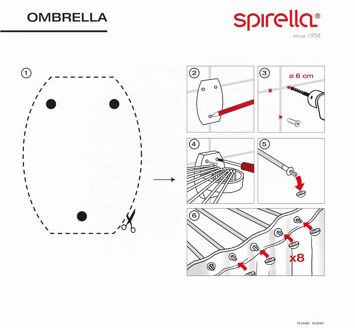 Spirella, Tenda da Doccia in PEVA, Modello Ombrella, Tenda da Doccia con 8 Occhielli in Stile Moderno, Materiale Impermeabile, Leggero e Resistente all'Acqua, 200x170 cm Bianco