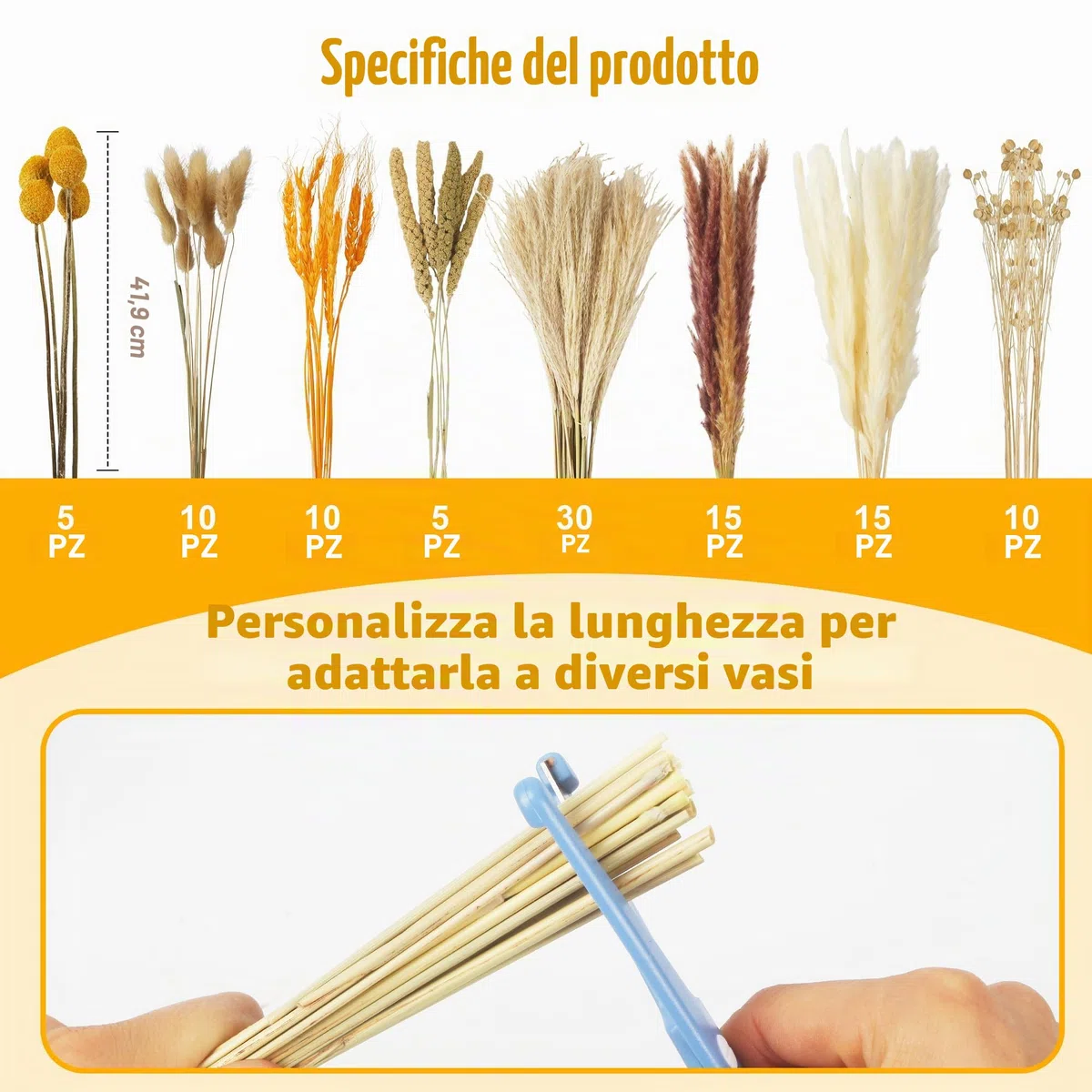 100 bouquet di erba di Pampas Decorative, erba di coda di coniglio e fiori di canna essiccati misti, adatti per composizioni nuziali, decorazioni da tavola, case in stile country e feste di Natale