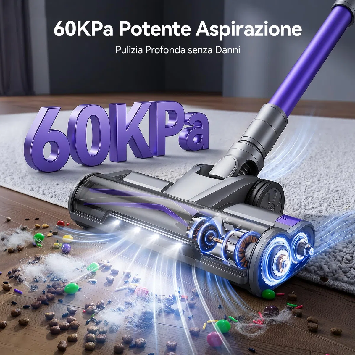 Redkey X18 Aspirapolvere Senza Fili 60Kpa/650W/80Min, 8-in-1 Scopa Eletrica Verticale Antiarovialio con Display LED, Automatica Intelligente Della Potenza di Aspirazione, per Animali/Pavimenti/Tappeti