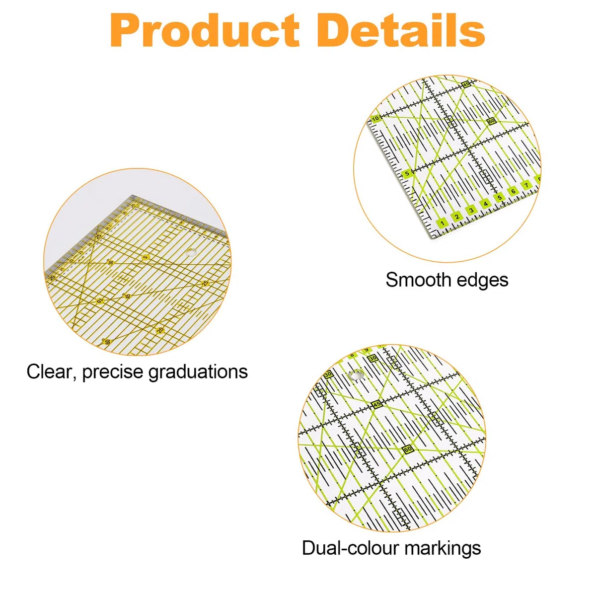 3 Pezzi Righello Sarta, Sewing Ruler, Righello Di Patchwork con Indicazioni Angoli, Angoli Di 30/45/60 Gradi, Comunemente Utilizzati Per Quilting, Misurazione e Lavori Artigianali con Tessuti
