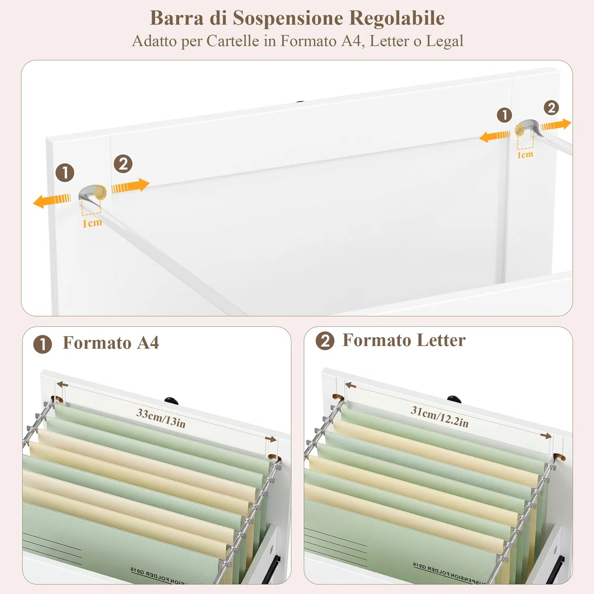 FirFurd Libreria Verticale con Presa di Corrente, Schedario da Ufficio a Ripiani Regolabili, Libreria da Parete a Ampio Piano di Lavoro, Cassettiera per Cartelle Sospese,116x40x182 cm (Bianco)