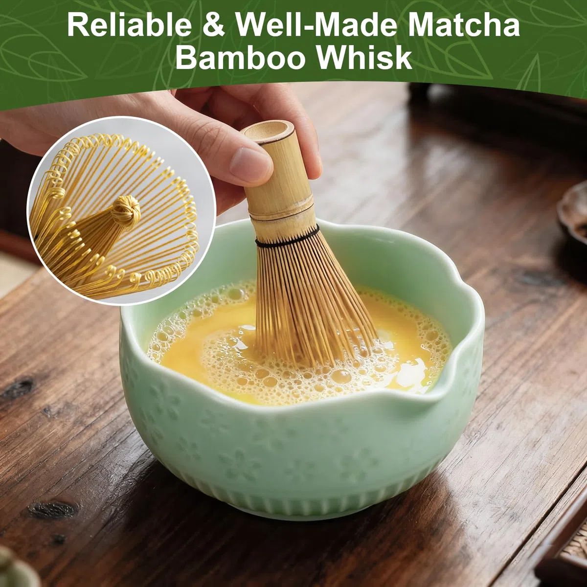 9PCS Matcha Tea Set, Matcha Set Grün, Matcha Tea Set with Whisk and Bowl, Ceramic Matcha Bowl with Spout Und Luffa (Green)