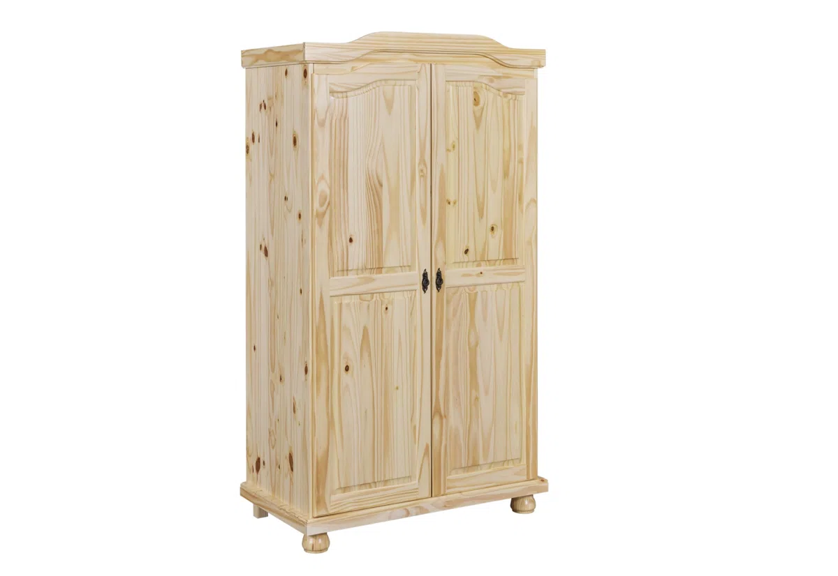 Inter Link - Armadio rustico - Armadio da camera 2 ante - 1 spazio per appendere e 5 nicchie - Armadio in pino massiccio - Vernice naturale - L :104 x P :56 x H :180 cm - Genf