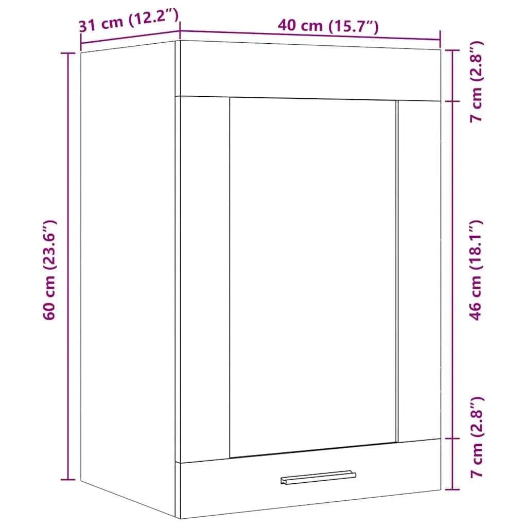 vidaXL Pensile Vetro “Lyon” Rovere Artigianale 40x31x60 cm
