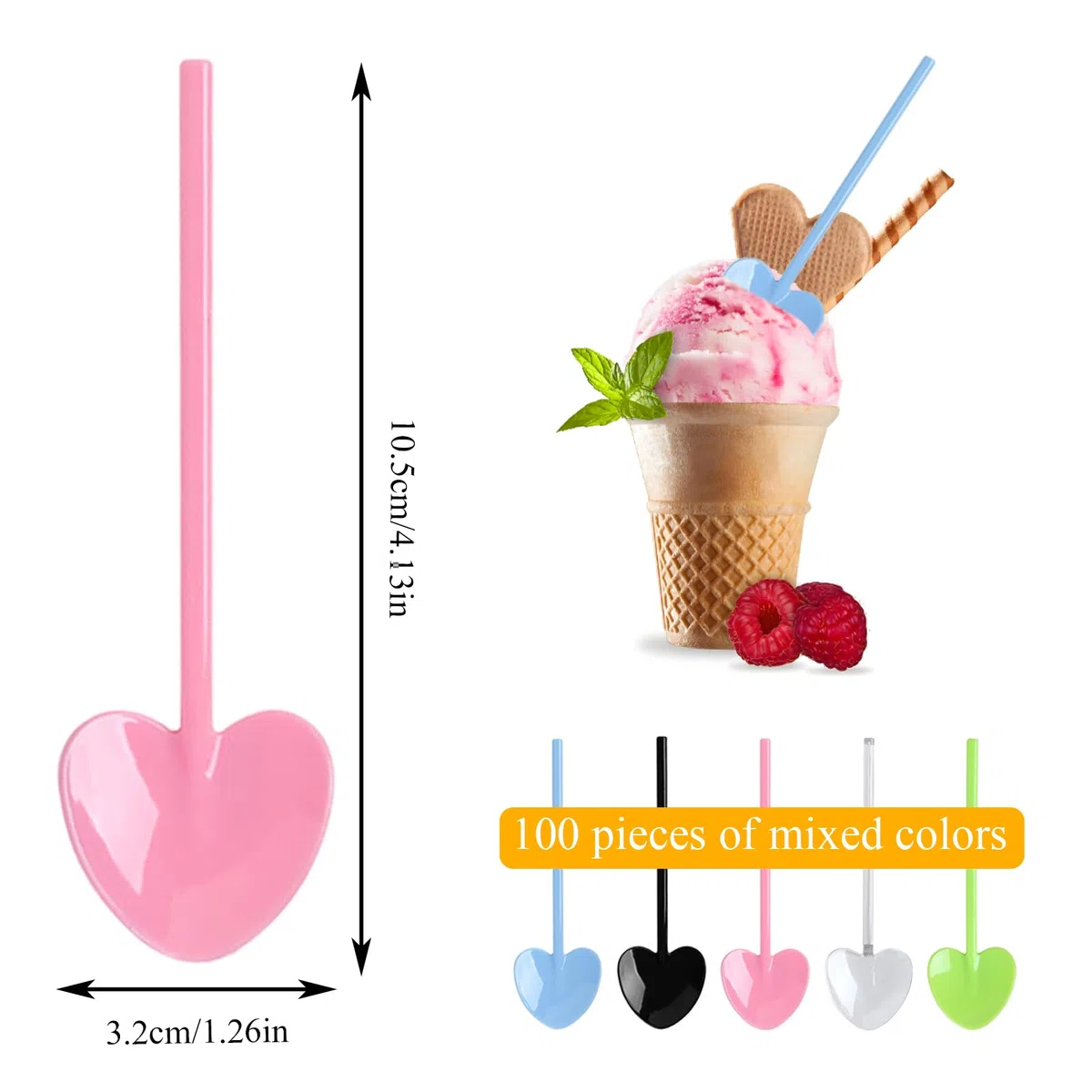Mini Cucchiai da Dessert Riutilizzabili, 100 Pezzi Mini Cucchiai Riutilizzabili Paletta per Gelato Reusable Piccoli Cucchiai da Dessert per Barbecue, Picnic, Campeggio, Feste, 10,5 cm
