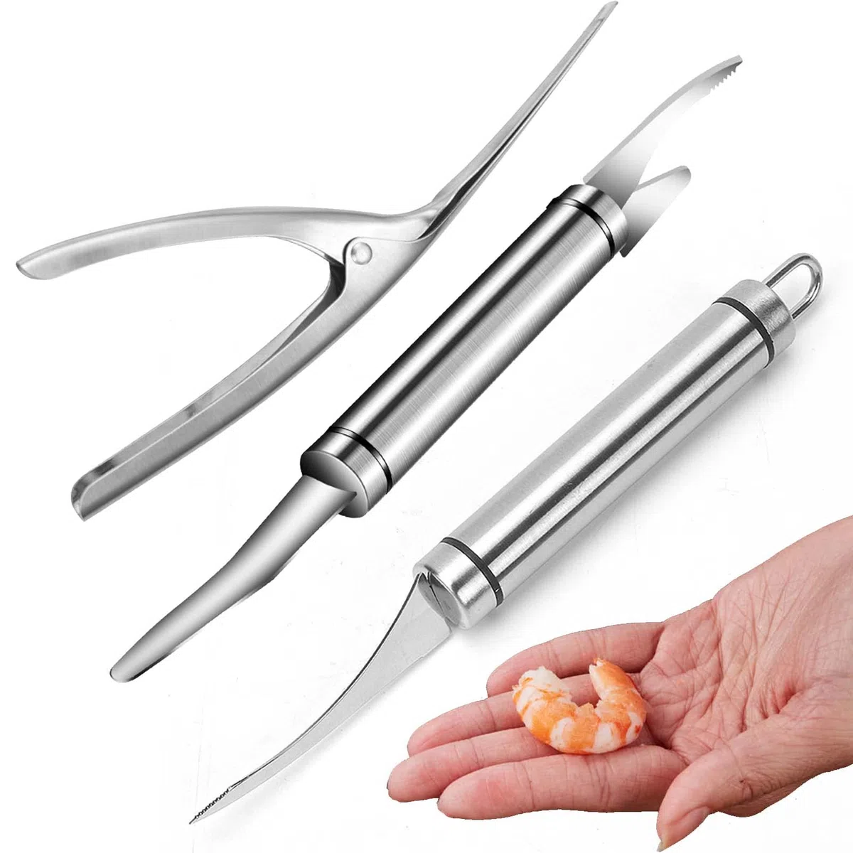 3 Pezzi Shrimp Peeler, Set di Coltello Gamberi All In 1, Coltello per Gamberi in Acciaio Inox, 5 In 1 Pela Gamberi, Forbici di Gamberetti Sbucciati per Prodotti Come Gamberi e Pesce