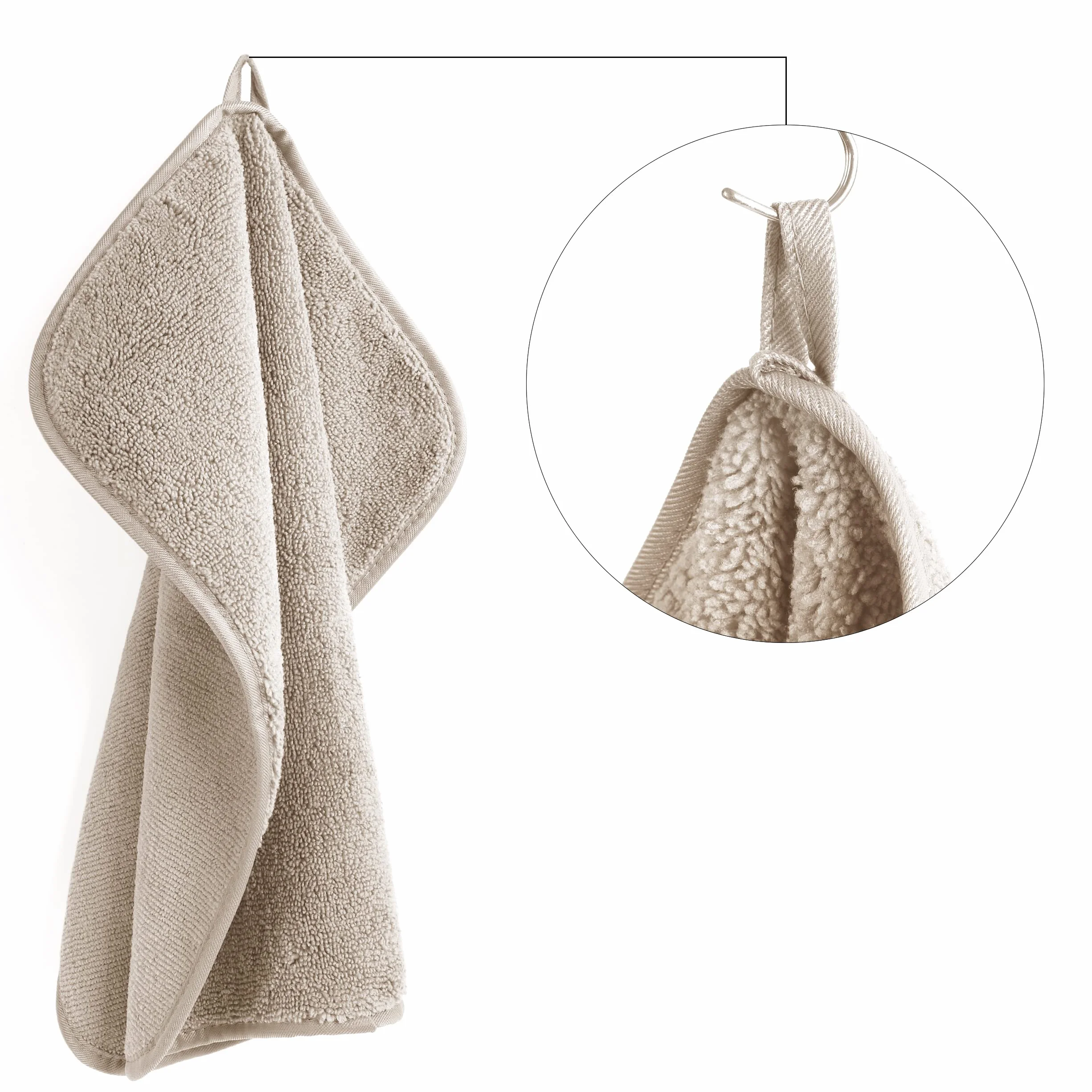 Polyte - asciugamano viso premium in microfibra anti-pelucchi - beige - 33 x 33 cm - set 6 pezzi