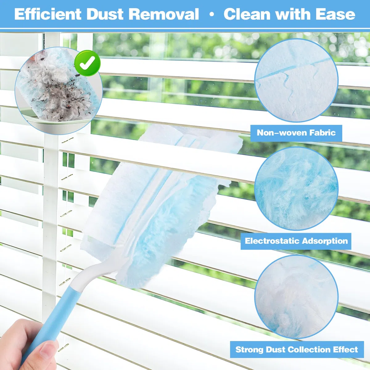 52 Pezzi Duster Ricariche Compatibile con Swiffer, Kit per Piumini Cattura Polvere con 1 Manico, 1 Manici Telescopici, Piumini Catturapolvere per Capelli, Polvere, Sporco
