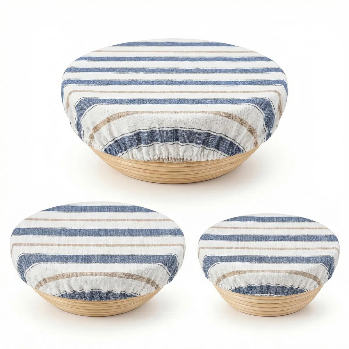 3 bellissime coperture per ciotole in lino e cotone, fodera in tessuto elastico per lievitazione del pane, adatte per ciotole da 20,3 cm a 30,5 cm, in tessuto resistente