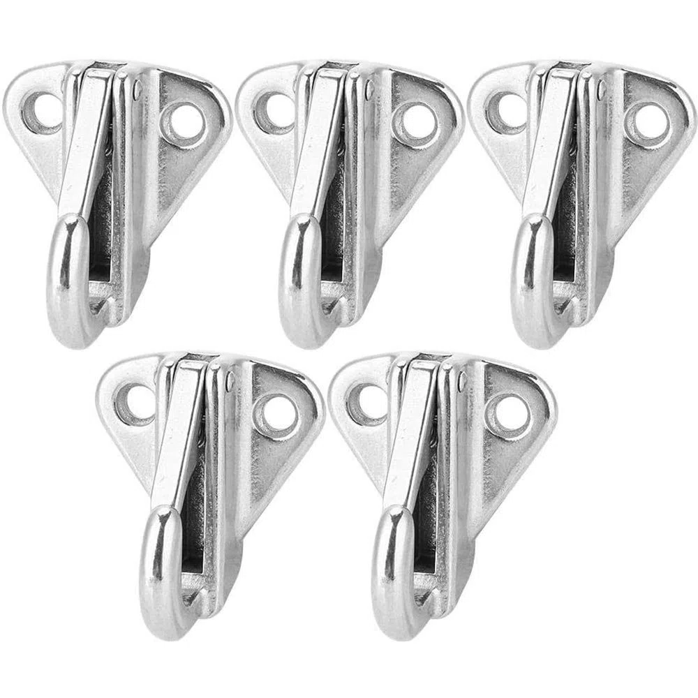 POFET 5pcs Cappotti Gancio Gancio Parete Gancio Molla Gancio Gancio In Acciaio Inox Cappotti Cappelli Gancio Marine Boat Deck Hardware Accessori