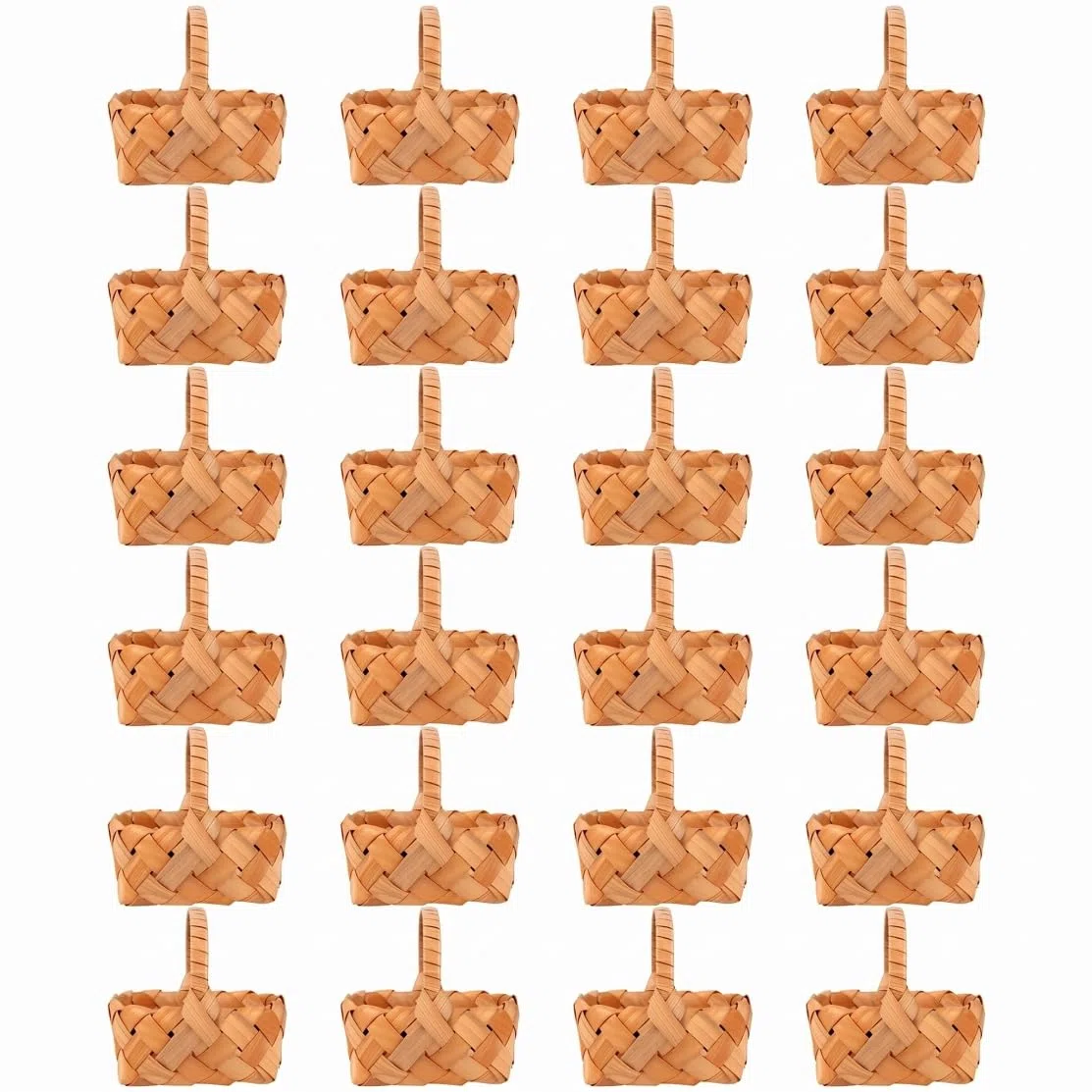 Mini cestini da picnic intrecciati da 24 pezzi, piccolo cestino da picnic per bomboniere di Pasqua, matrimoni, piccoli cestini per regali, decorazioni artigianali, 5x5, 5 pollici