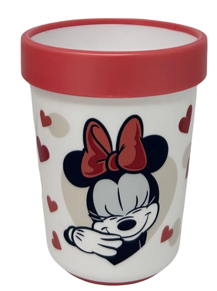 Set pappa Minnie Disney 3 pezzi piatto piano piatto fondo bicchiere stoviglie in plastica riutilizzabile con sistema antiscivolo per bambini