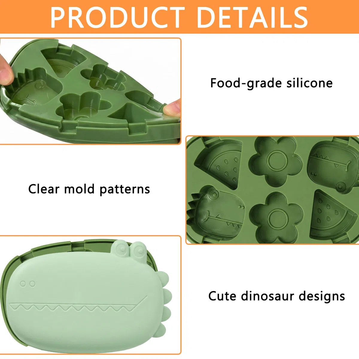 Simpatici Stampi per Ghiaccioli, Stampo In Silicone a Forma di Coccodrillo con Coperchio e Bastoncini, 8 Cavità, senza BPAper l'estate, Feste, Fai da te (Stile A)