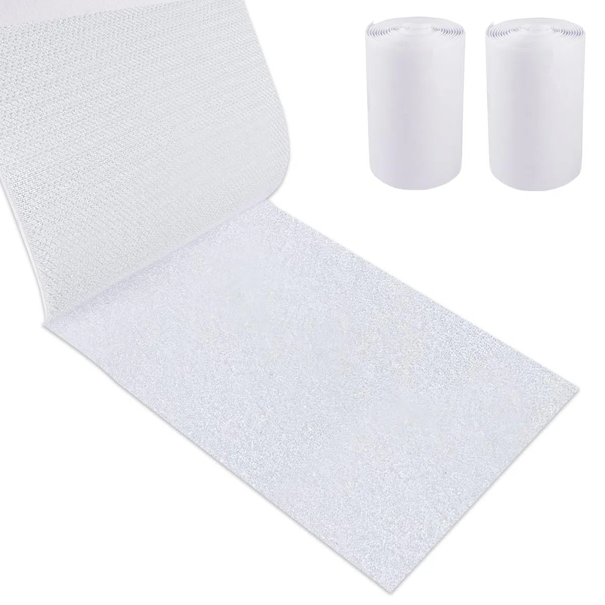 Hook Loop Autoadesivo Bianco, 10cm x 1.5m Feltro Adesivo Forte Bianco | Largo Nastro Striscia Fascia Adesivo in Feltro, per Tappetini, Cuscini per Divani, Tende, Fai da Te