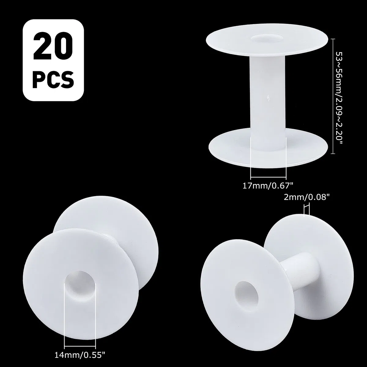 PH PandaHall Confezione da 20 Bobine Vuote Piccole Bobine di Plastica Bianche Bobine per Tessitura Bobine Artigianali per Filo da Ricamo, Filato, Nastro, Artigianato e Cucito