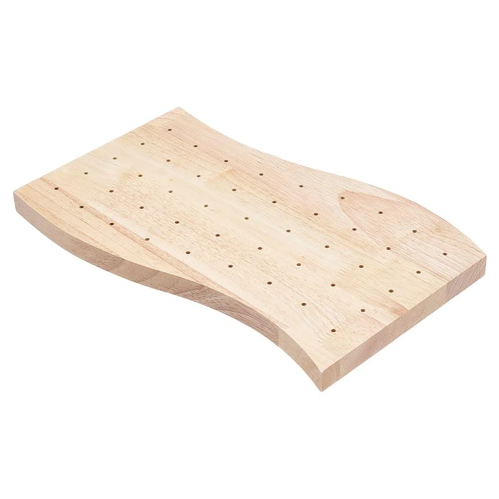 BENECREAT Porta Spiedini in Legno per Alimenti, Espositore per Spiedini A Forma di Onda da 30x16.7 cm A 45 Fori per Feste di Compleanno, Barbecue, Matrimoni O Vacanze, 18 mm di Spessore