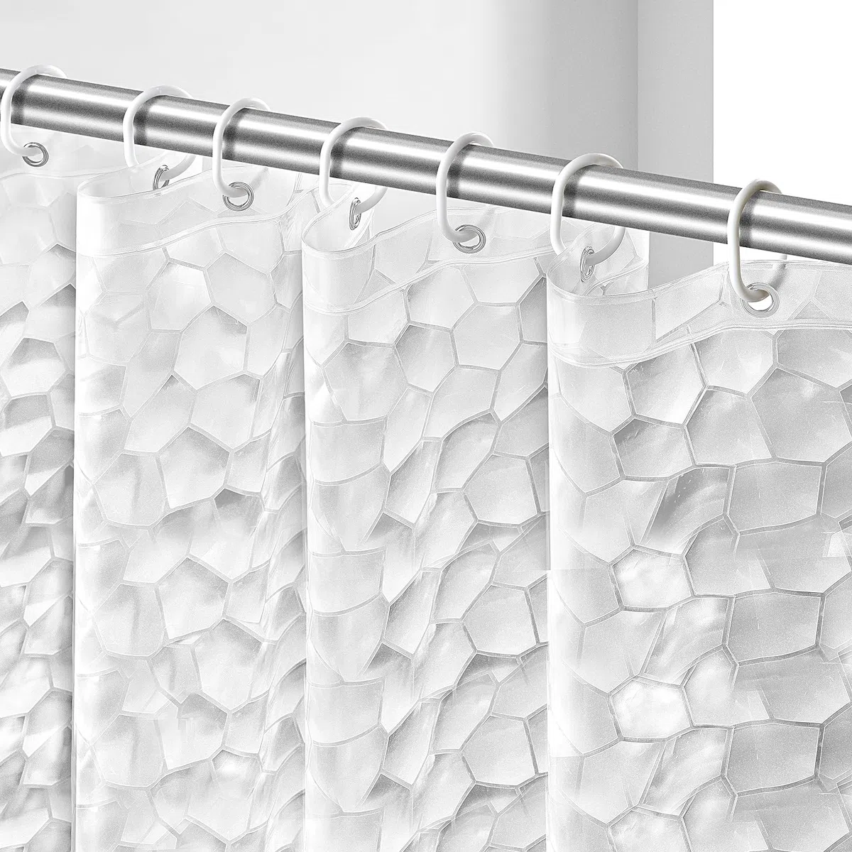 OTraki Tenda da doccia trasparente, 182,9 x 198,1 cm, tenda da doccia lunga con cubi 3D, impermeabile, con 12 occhielli e ganci