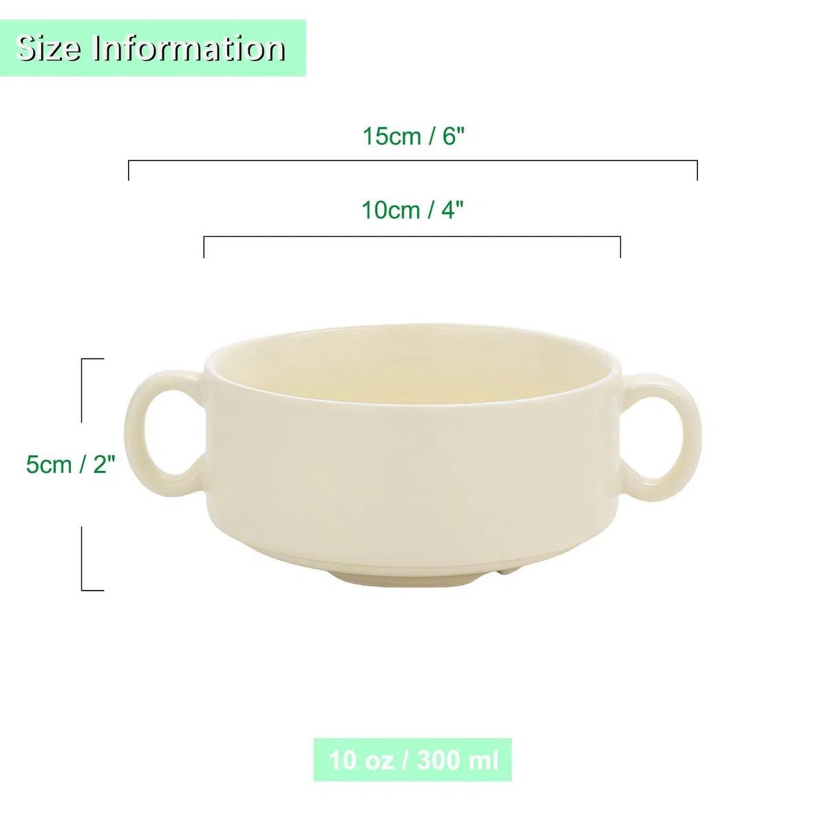 Piccola tazza da zuppa con manici, in tinta unita, 300 ml, per zuppa di cipolle, adatta al microonde e alla lavastoviglie
