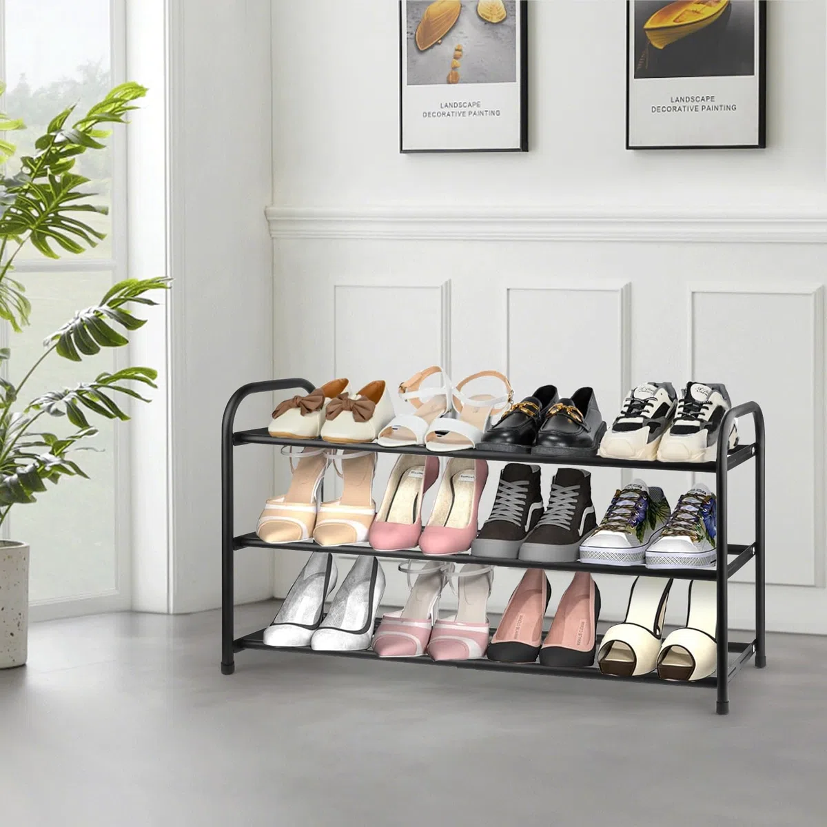 talifoca Scarpiera Espandibile, Regolabile 43-78 cm, Scaffale Porta Scarpe in Metallo a 3 Ripiani, Salvaspazio e Stabile Organizzatore per Scarpe per Ingresso Soggiorno Camera da Letto