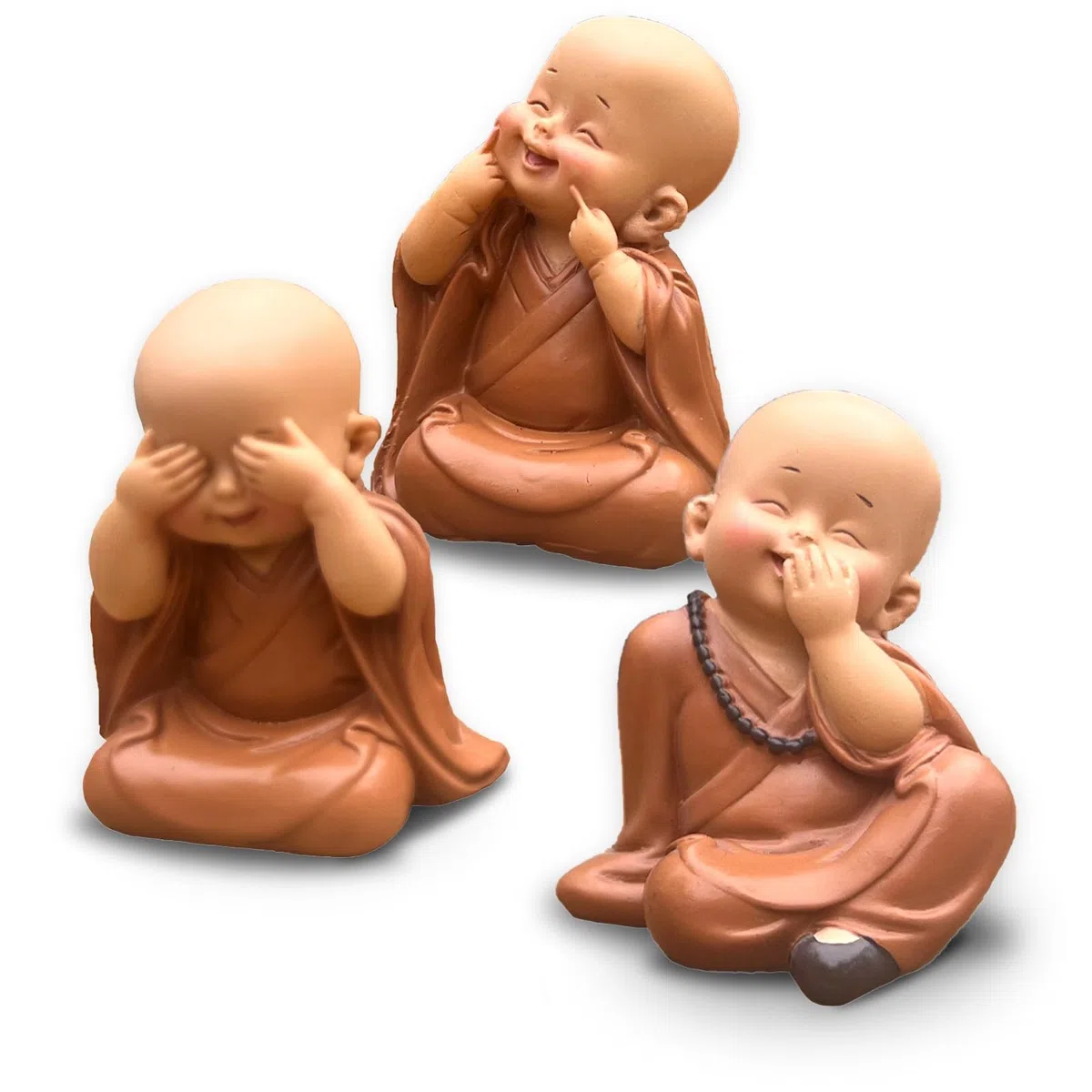 Trio di statue Saggio Bonzen - Non vedere nulla - Non sentire nulla - Niente dire - Un insieme simbolico per un'atmosfera pacifica e serena - Idea regalo unica -H 7 cm - Zen'Light