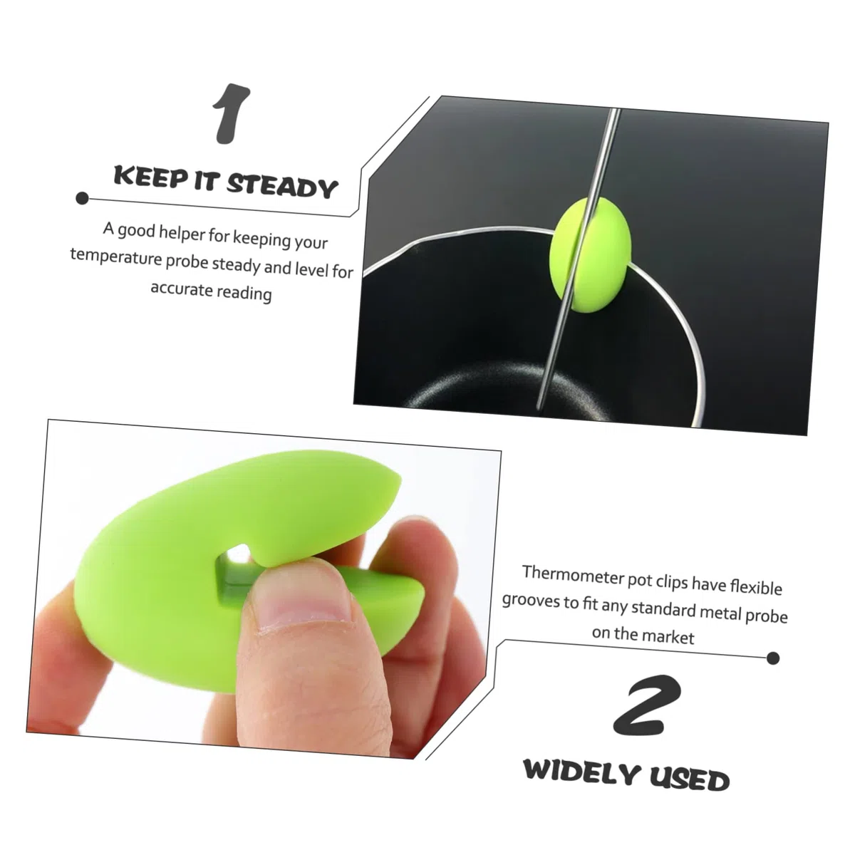 Alipis Clip Per Termometro Da Griglia e Supporto Sonda Friggitrice in Silicone Antigraffio, Morsetto Flessibile Per Sonda Di Temperatura, Compatto Per Utensili Da Cucina e Cottura