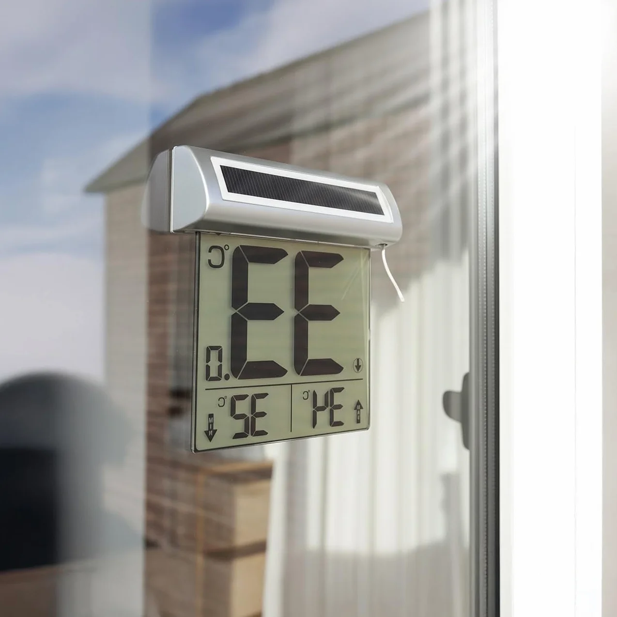 infactory termometro digitale: Termometro da finestra solare digitale, grande display LCD, indicazione della temperatura esterna (Fensterthermometer aussen, da finestra, all'aperto)