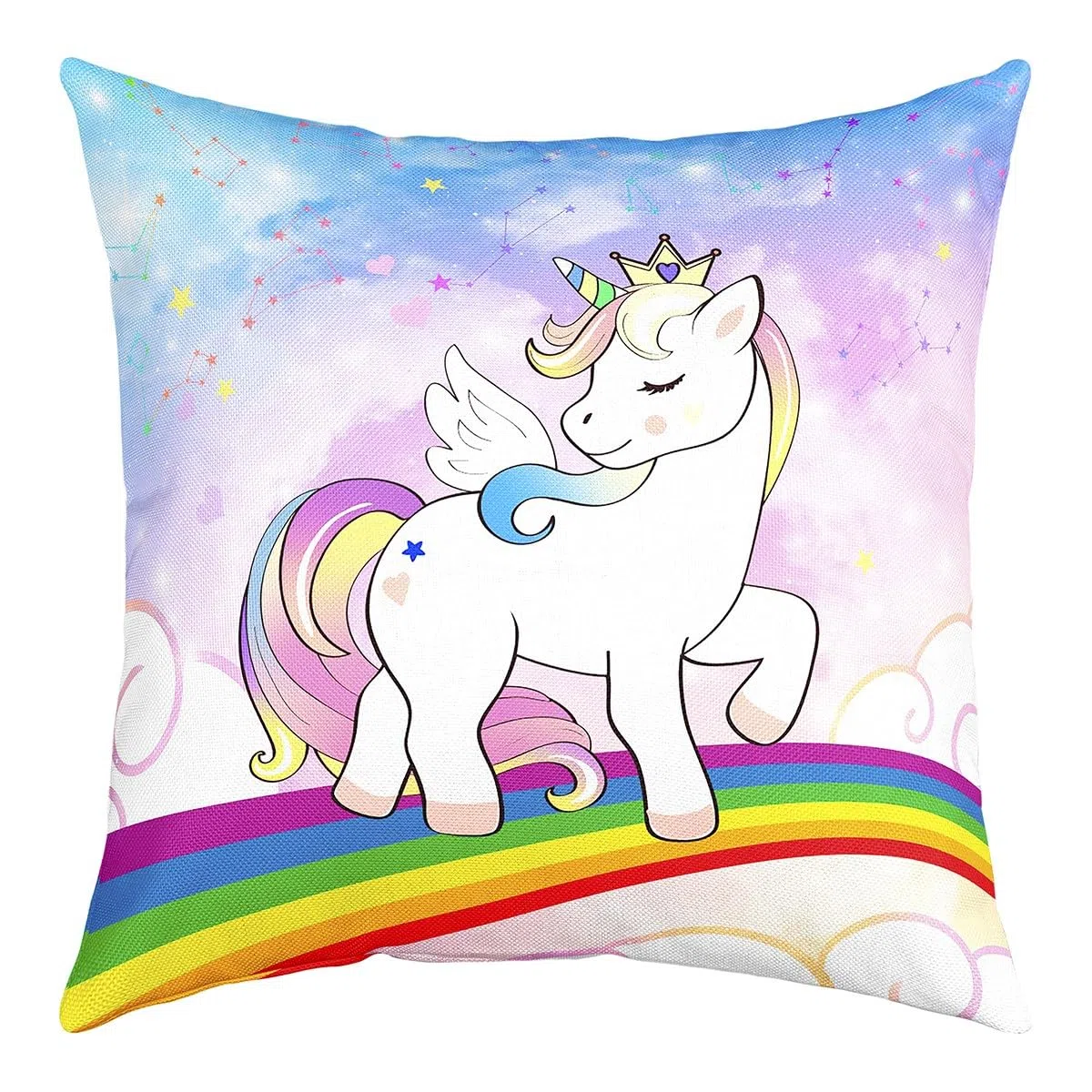 Homemissing Federa per cuscino con unicorno, 40,6 x 40,6 cm, 1 pezzo federa per cuscino decorativo per bambini con galassia arcobaleno, federa decorativa per divano a tema unicorno fantasia